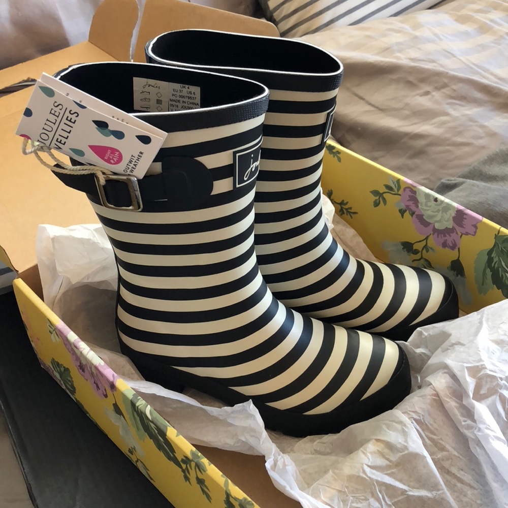 Joules Molly Welly - Striped B&W